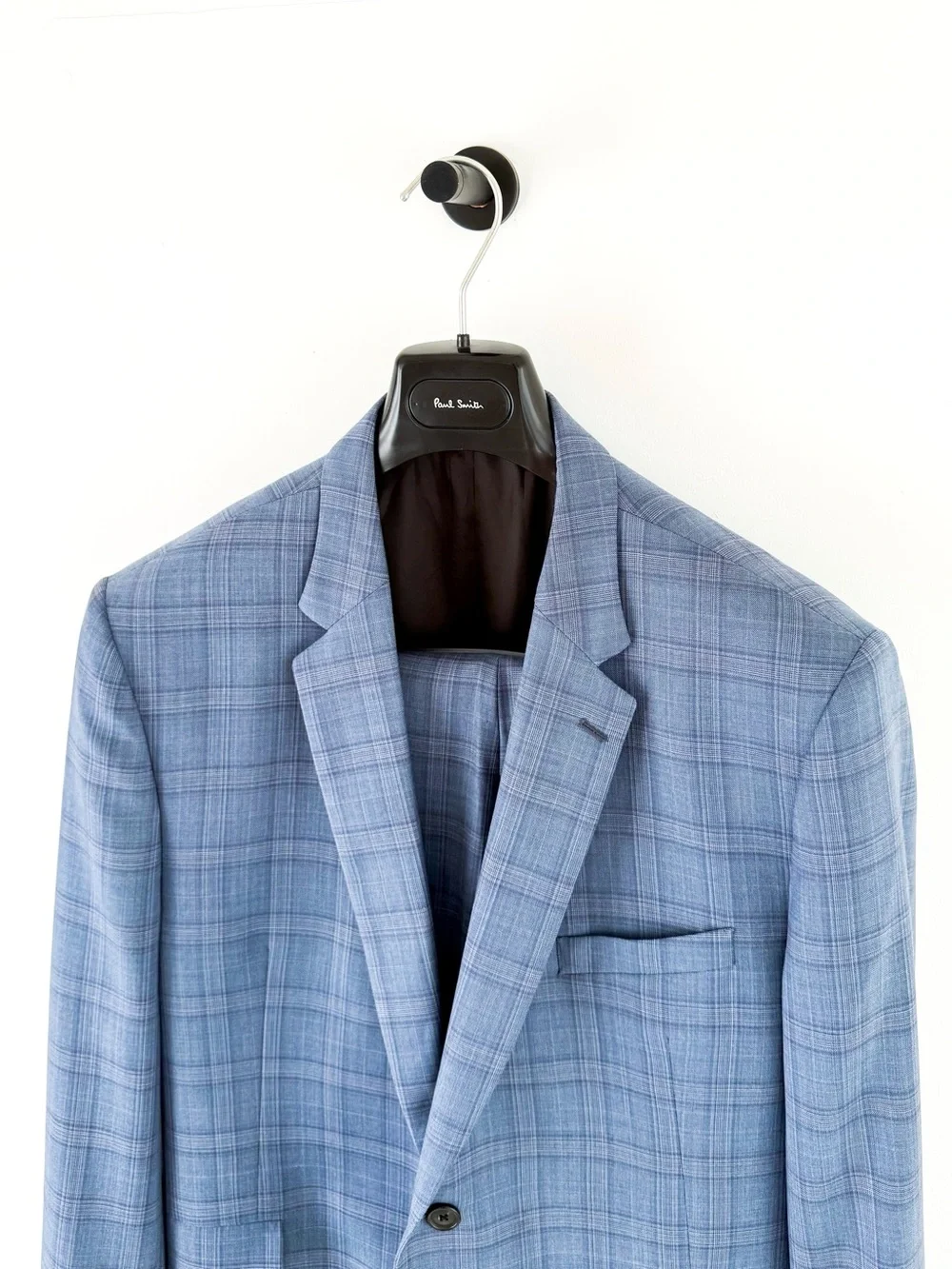 NEW Paul Smith Kensington Fit Wool Glen Plaid Suit Light Blue Purple Men's 44R